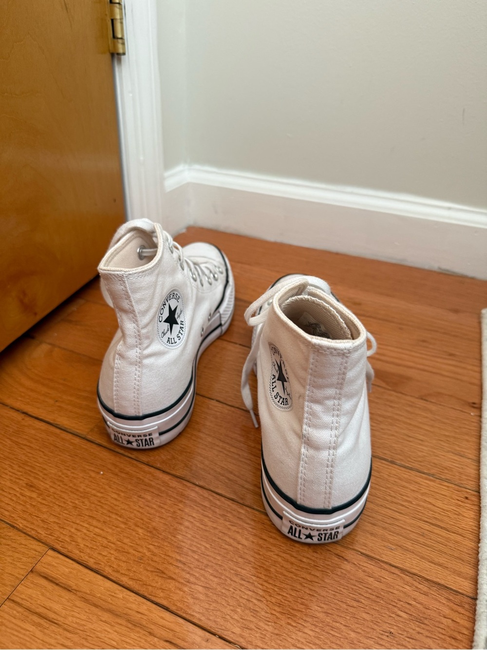 High-Top White Platform Converse Sneakers - Picture 3 of 7